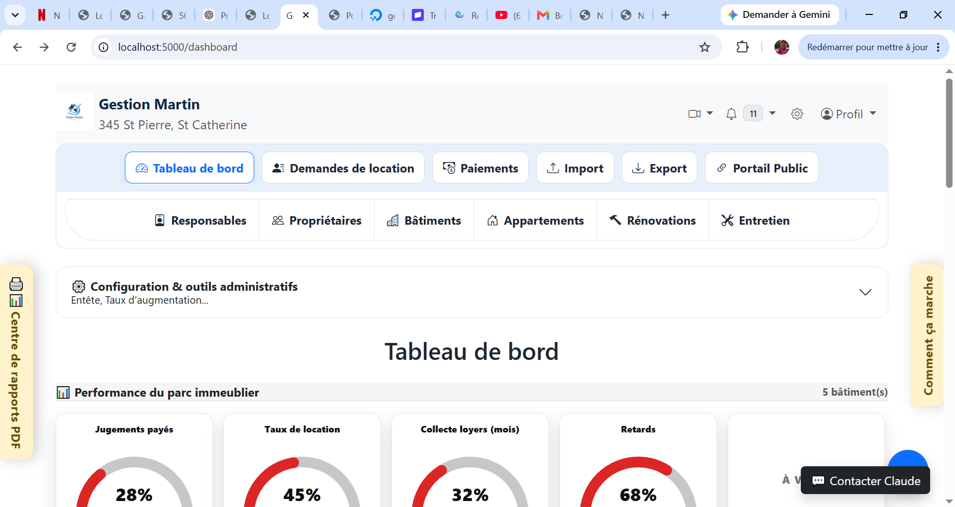 Tableau de bord Gestion Locative Pro
